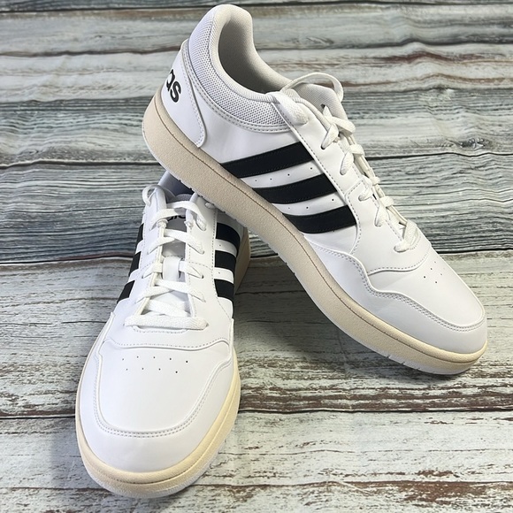 Adidas Hoops 3.0 GY5434 Low Classic Vintage Sportswear Shoes Men's White Size 12 - Picture 1 of 10